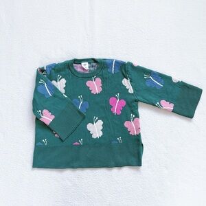GAP Toddler Girl Butterfly Knit 24/7 Cotton Split-hem Sweater Floral Green 3T